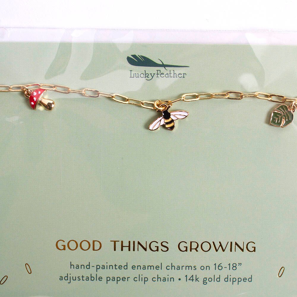 Lucky Feather, Gold, Necklaces, Metal, Accessories, Women, Enamel Treasures, Grow, 571077